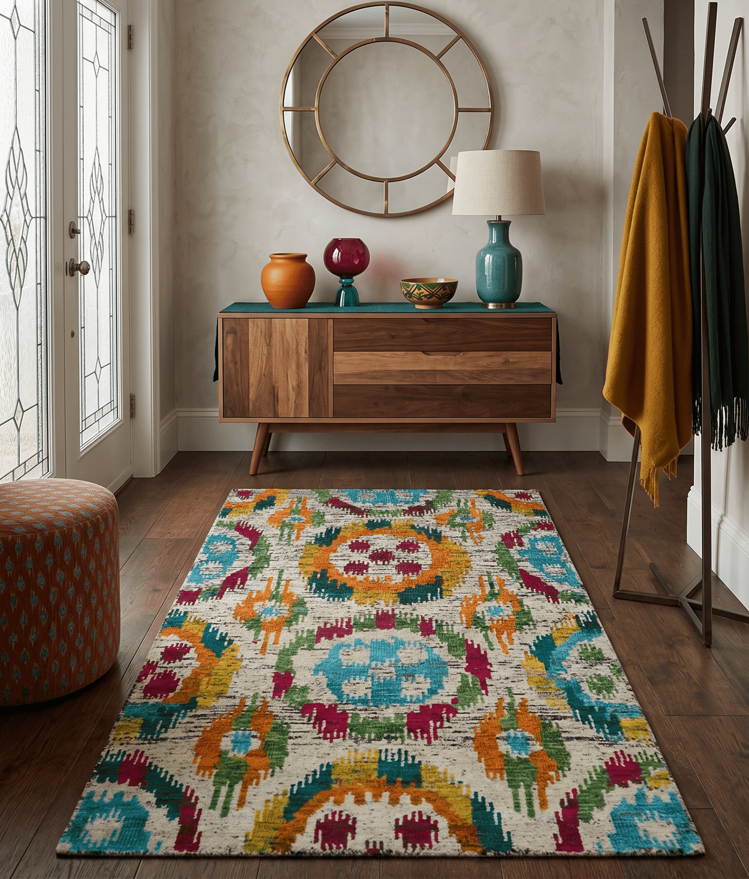 Hand Knotted 4.5x6.5 Multicolor Persian Recycled Silk Area Rug