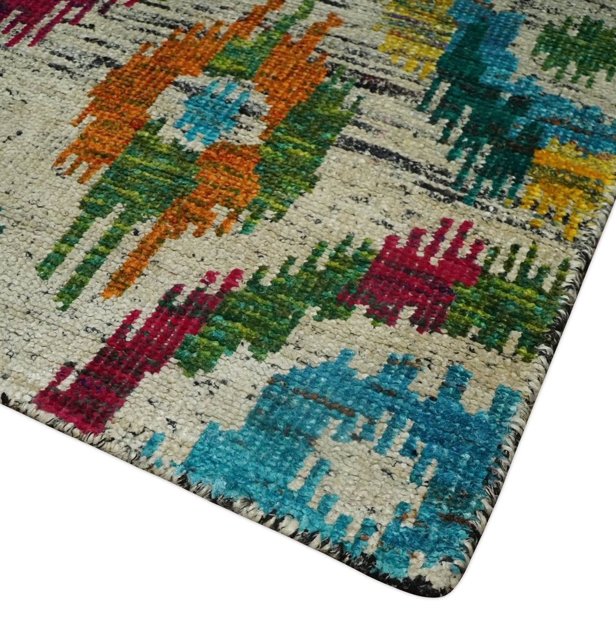 Hand Knotted 4.5x6.5 Multicolor Persian Recycled Silk Area Rug
