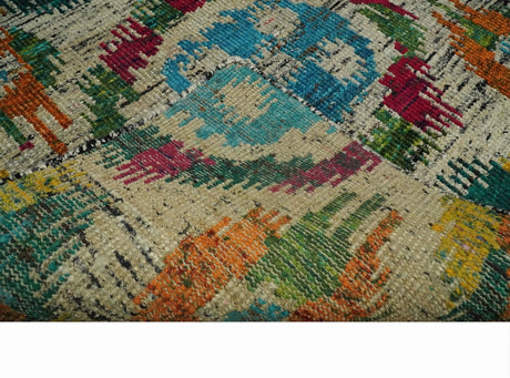 Hand Knotted 4.5x6.5 Multicolor Persian Recycled Silk Area Rug
