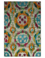 Hand Knotted 4.5x6.5 Multicolor Persian Recycled Silk Area Rug