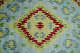 Hand Knotted 4.5x6.5 Silver, Mustard and Red Recycled Silk Area Rug