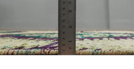 Hand Knotted 4x6 Beige and Green Persian Recycled Silk Area Rug