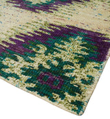 Hand Knotted 4x6 Beige and Green Persian Recycled Silk Area Rug