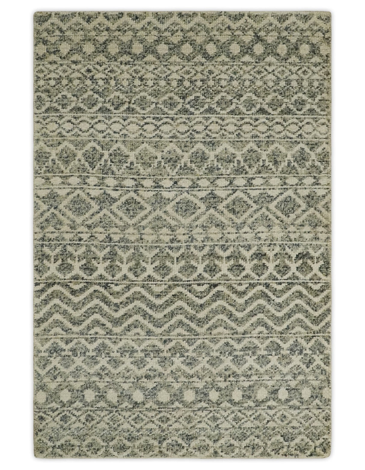 Hand Knotted 4x6 Beige, Camel and Olive Modern Contemporary Southwestern Tribal Trellis Recycled Silk Area Rug