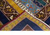 Hand Knotted 4x6 Green, Gold, Blue and Brown Striped Wool Southwestern Lori Gabbeh Rug | KNT55