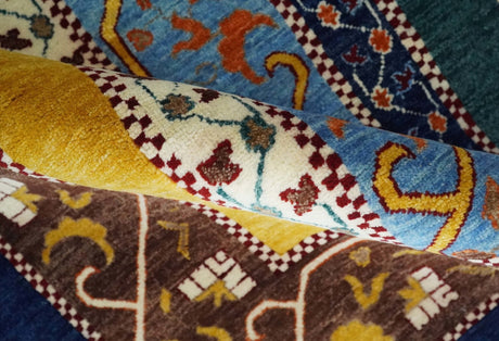 Hand Knotted 4x6 Multicolor Striped Wool Southwestern Lori Gabbeh Rug
