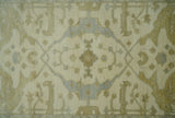 Hand Knotted 4x6 Oriental Oushak Beige an Gray Wool Area Rug, Small Turkish Design Rug | N35146