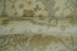 Hand Knotted 4x6 Oriental Oushak Beige an Gray Wool Area Rug, Small Turkish Design Rug | N35146