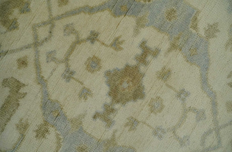Hand Knotted 4x6 Oriental Oushak Beige an Gray Wool Area Rug, Small Turkish Design Rug | N35146