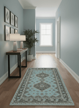 Hand knotted 4x6 Persian Blue and Brown Antique Vintage Wool Area Rug