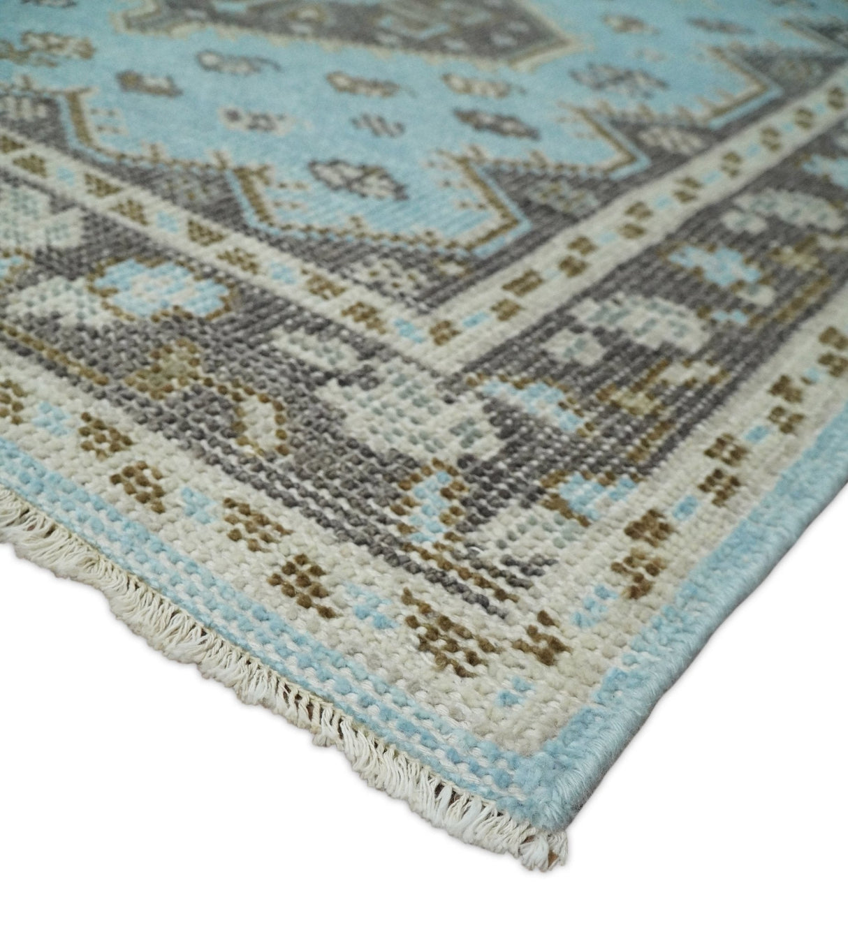 Hand knotted 4x6 Persian Blue and Brown Antique Vintage Wool Area Rug