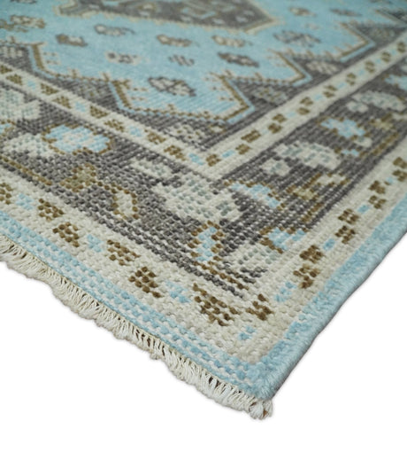 Hand knotted 4x6 Persian Blue and Brown Antique Vintage Wool Area Rug