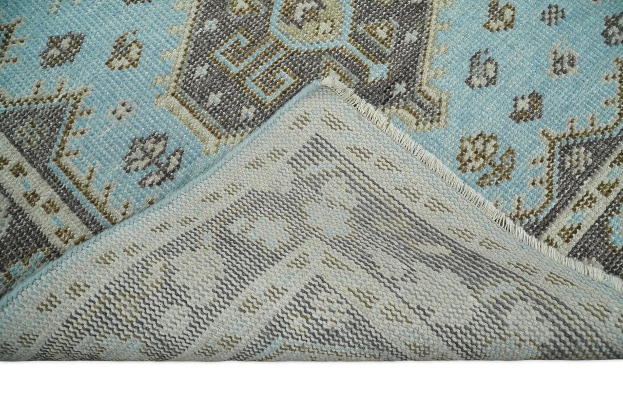 Hand knotted 4x6 Persian Blue and Brown Antique Vintage Wool Area Rug