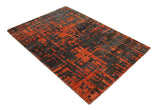Hand Knotted 4x6 Rust and Charcoal Modern Abstract Recycled Silk Area Rug