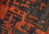Hand Knotted 4x6 Rust and Charcoal Modern Abstract Recycled Silk Area Rug