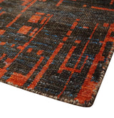 Hand Knotted 4x6 Rust and Charcoal Modern Abstract Recycled Silk Area Rug