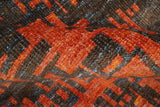 Hand Knotted 4x6 Rust and Charcoal Modern Abstract Recycled Silk Area Rug