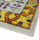 Hand Knotted 4x6 Silver, Mustard and Gold Persian Oushak Recycled Silk Area Rug