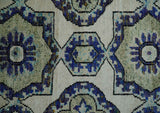 Hand Knotted 5x8 Beige, Blue and Olive Modern Style Recycled Silk Area Rug