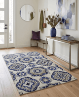 Hand Knotted 5x8 Beige, Blue and Olive Modern Style Recycled Silk Area Rug
