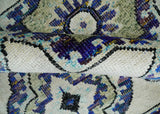 Hand Knotted 5x8 Beige, Violet and Olive Persian made of Recycled Silk Area Rug | OP98