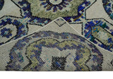 Hand Knotted 5x8 Beige, Violet and Olive Persian made of Recycled Silk Area Rug | OP98