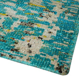 Hand Knotted 5x8 Blue, Ivory and Brown Modern Abstract Recycled Silk Area Rug