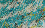 Hand Knotted 5x8 Blue, Ivory and Brown Modern Abstract Recycled Silk Area Rug