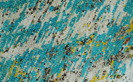 Hand Knotted 5x8 Blue, Ivory and Brown Modern Abstract Recycled Silk Area Rug