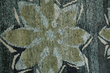 Hand Knotted 5x8 Charcoal And Beige Floral Recycled Silk Area Rug