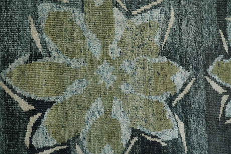 Hand Knotted 5x8 Charcoal And Beige Floral Recycled Silk Area Rug