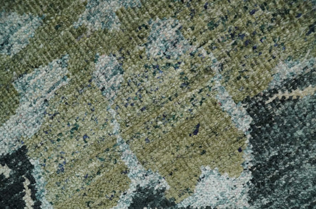 Hand Knotted 5x8 Charcoal And Beige Floral Recycled Silk Area Rug