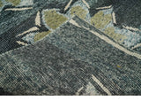 Hand Knotted 5x8 Charcoal And Beige Floral Recycled Silk Area Rug