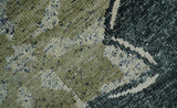 Hand Knotted 5x8 Charcoal and Olive Floral Design Recycled Silk Area Rug