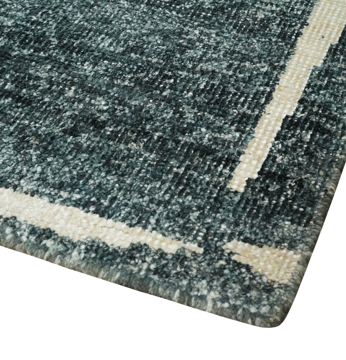 Hand Knotted 5x8 Charcoal and Olive Floral Design Recycled Silk Area Rug