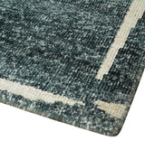 Hand Knotted 5x8 Charcoal and Olive Floral Design Recycled Silk Area Rug