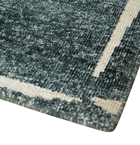 Hand Knotted 5x8 Charcoal and Olive Floral Design Recycled Silk Area Rug