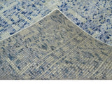 Hand Knotted 5x8 Ivory and Blue Modern Contemporary Recycled Silk Area Rug