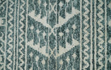 Hand Knotted 5x8 Ivory and Teal Modern Style Recycled Silk Area Rug