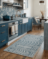 Hand Knotted 5x8 Ivory and Teal Modern Style Recycled Silk Area Rug