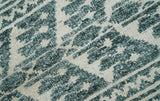 Hand Knotted 5x8 Ivory and Teal Modern Style Recycled Silk Area Rug