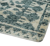Hand Knotted 5x8 Ivory and Teal Modern Style Recycled Silk Area Rug