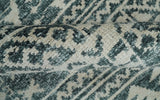 Hand Knotted 5x8 Ivory and Teal Modern Style Recycled Silk Area Rug