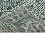 Hand Knotted 5x8 Ivory and Teal Modern Style Recycled Silk Area Rug