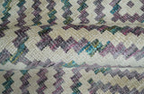 Hand Knotted 5x8 Ivory, Blue and Purple Geometric Style Bamboo Silk Area Rug
