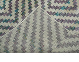 Hand Knotted 5x8 Ivory, Blue and Purple Geometric Style Bamboo Silk Area Rug