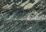 Hand Knotted 5x8 Ivory, moss green and Black Modern Abstract Recycled Silk Area Rug