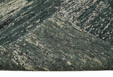 Hand Knotted 5x8 Ivory, moss green and Black Modern Abstract Recycled Silk Area Rug