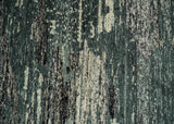 Hand Knotted 5x8 Ivory, moss green and Black Modern Abstract Recycled Silk Area Rug