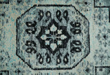 Hand Knotted 5x8 Ivory, Silver and Black Antique Persian Geometric Style Contemporary Bamboo Silk Area Rug | OP110